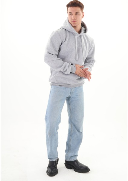 Unisex Nakışlı Gri Kapüşonlu Sweatshirt (Nakışlı gri) Sweatshirtlerimiz 290 gram şardonlu 3 iplikli kumaştan üretilmiştir