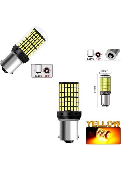 ( 2 x Adet ) 1 Takım LED 93 21W Sinyal Ampul 12V 144 LED Yellow (21W 93 Ampul 144 Led)