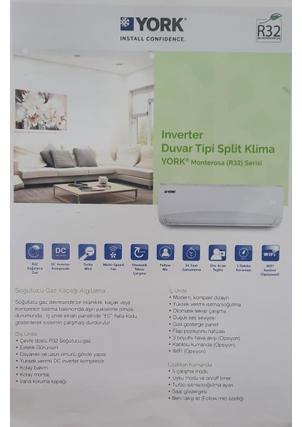 Monterosa A++ 12000 Btu Inverter Ekonomik Duvar Tipi Klima indirimleri