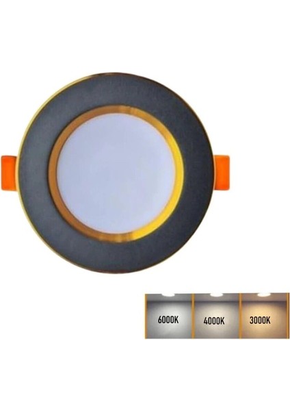 7W 3 Renkli (Beyaz, Gün Işığı, Ikisi Bir Arada) Siyah Gold LED Spot Lamba 8 Adet modelleri