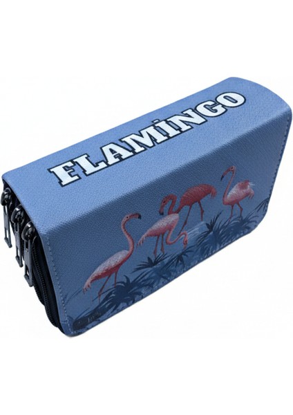 Üç Gözlü Lastikli Kalemlik Flamingo Mavi fiyatları