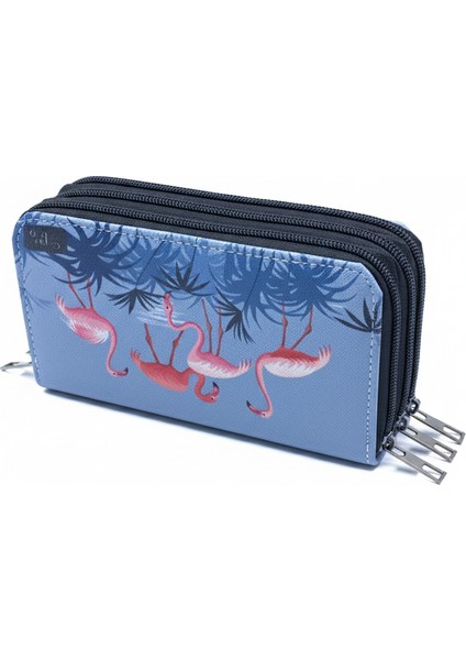 Üç Gözlü Lastikli Kalemlik Flamingo Mavi modelleri