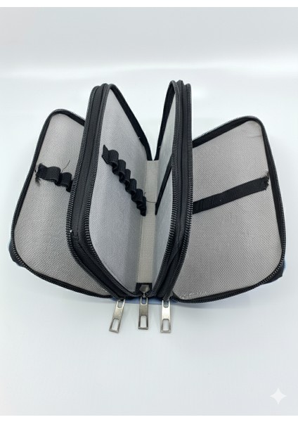 Üç Gözlü Lastikli Kalemlik Flamingo Mavi fırsatları