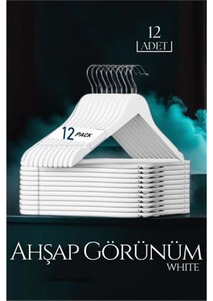 Modacar Beyaz Ahşap Görünüm 12 Li Askı Seti Schönbuch Design
