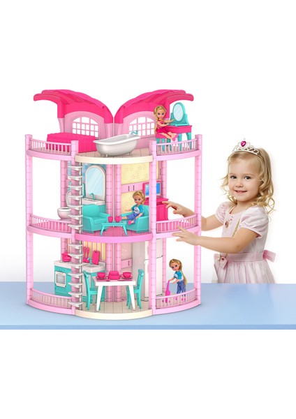Bella'nın Masal Evi - Aksesuarlı 3 Katlı Bebek Evi ve Model Bebek Seti | 3+ Yaş Eğitici Rol Oyuncak