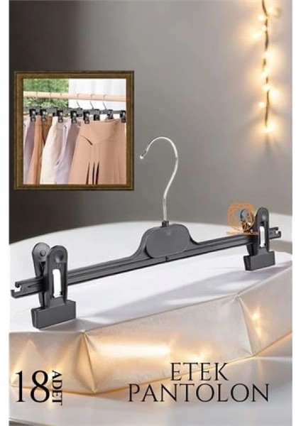 Etek Pantolon Eşarp Kıskaçlı Askı 18 Li Set