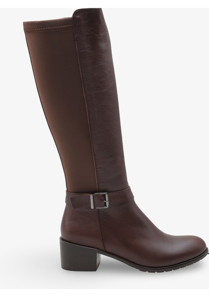 Fidelya Kadın Topuklu Çizme Kahve