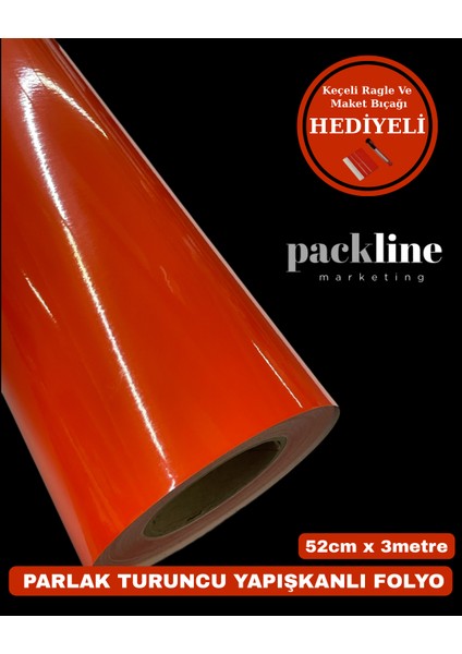 Mutfak Tezgah Dolap Mobilya ve Kaplama Folyosu Parlak Turuncu 52CMX3M