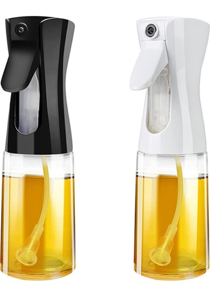 2'li Sprey Cam Yağdanlık & Sirkelik Airfry Yağdanlık (Siyah-Beyaz)