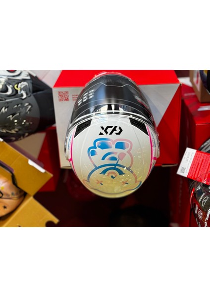 Motosiklet Kaskı Ayıcıklı Pembe Beyaz ECE2206 Belgeli fiyatları