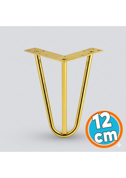 Mobilya Ayağı Üçgen Modern Tasarım Koltuk Sehpa Masa Tv Ünitesi Uyumlu 12 cm Gold Altın Metal