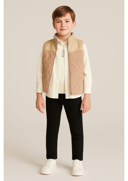 Süet Yelekli 4'lü Erkek Çocuk Takım