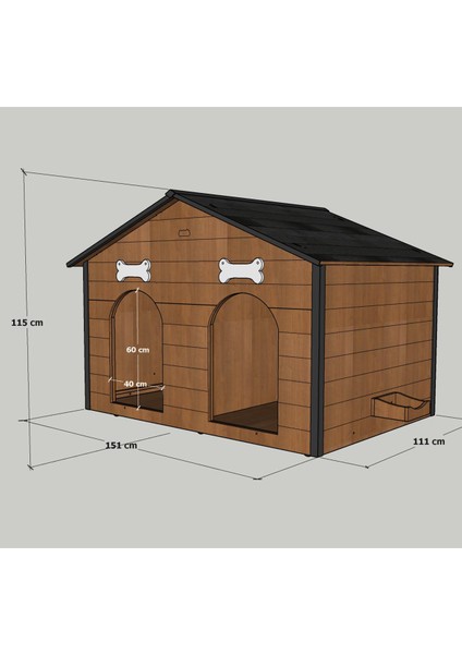 Isı Yalıtımlı 2 Bölmeli Köpek Kulübesi