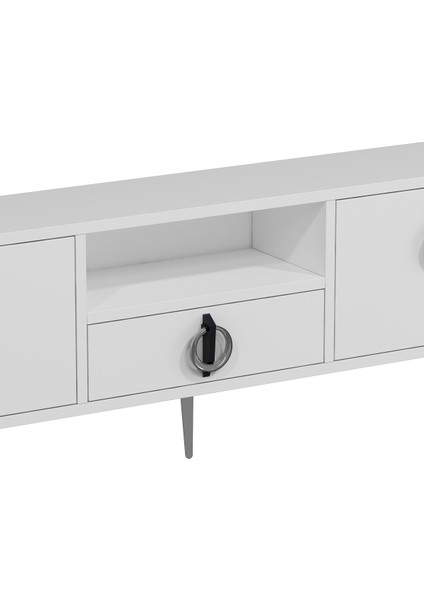 1317DROPDD-32 Tv Sehpası Beyaz-Gümüş fırsatları