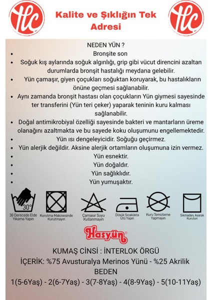 Çocuk Uzun Yün Don Tek Alt fırsatları