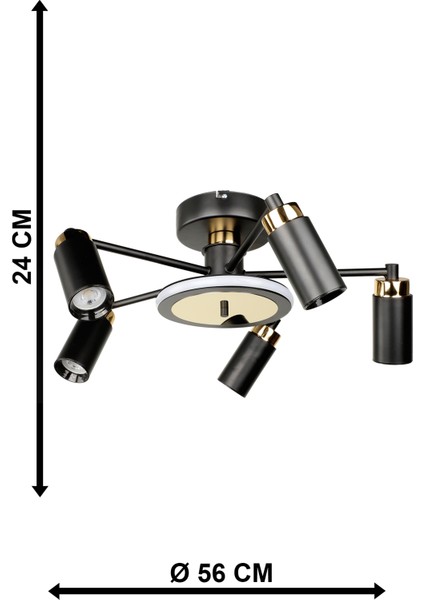 Linz Ledli 5.li Avize Siyah indirimleri