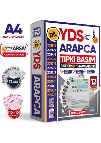 Karakutu Yayınları 2025 Yds Arapça Ösym Tıpkı Basım Çıkmış Soru Deneme Paketi 12LI Fasikül Seti