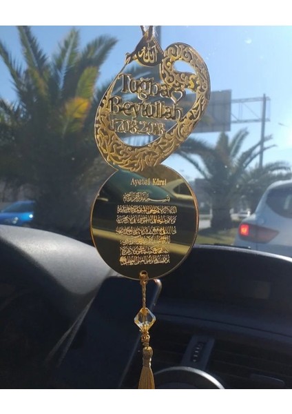 Kişiye Özel Tarihli Vav Harfi Dikiz Aynası Süsü