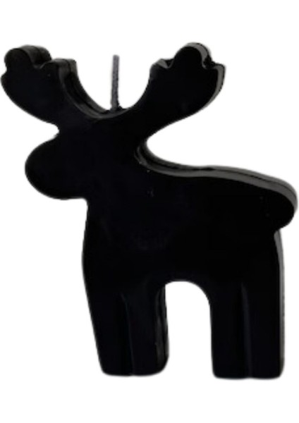 Siyah Ren Geyiği Christmas Yılbaşı Mumu