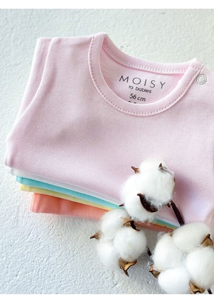 Moısy Kız Bebek Body, %100 Pamuk, Soft Yıkama, Kısa Kollu 5' Li Paket