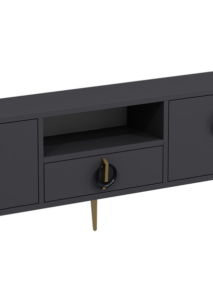 1318DROPDD-32 Tv Sehpası Antrasit-Altın fırsatları