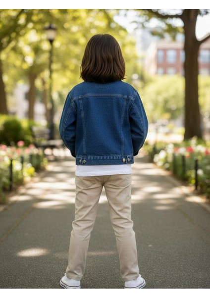 Unisex Çocuk Pamuklu Uzun Kollu Cep Detayli Denim Ceket fiyatları