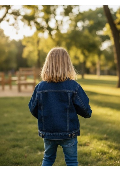 Unisex Çocuk Pamuklu Uzun Kollu Cep Detayli Denim Ceket fırsatları