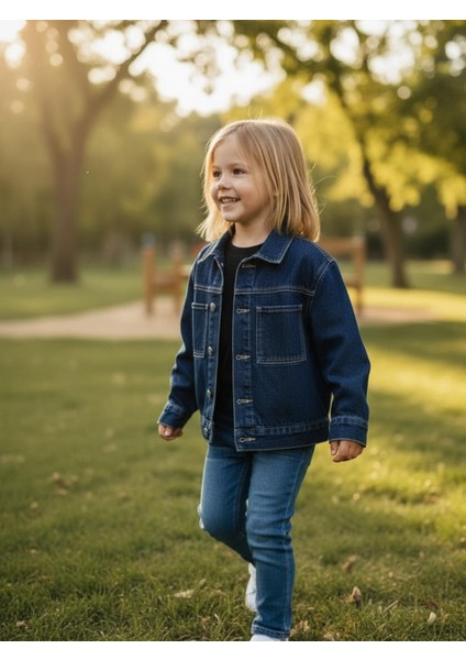 Unisex Çocuk Pamuklu Uzun Kollu Cep Detayli Denim Ceket indirimleri