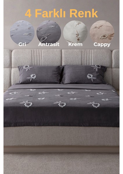 Lalezar Çift Kişilik Yatak Örtüsü Seti – Şönil Kumaş, Lale Desenli, Punch Nakışlı, 240X260 Cm, Modern Çiçek Tasarımı fiyatları