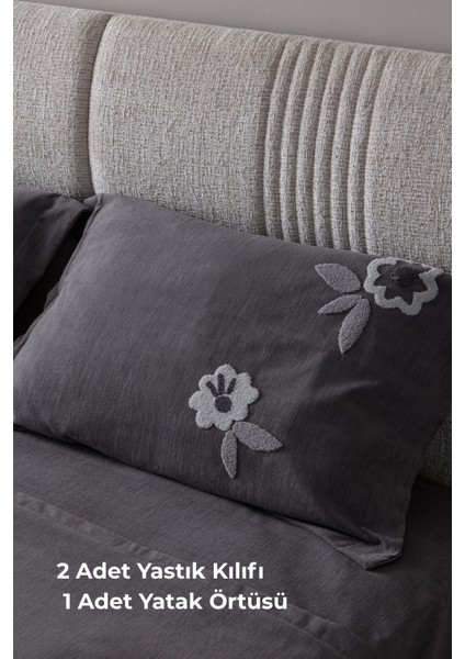 Lalezar Çift Kişilik Yatak Örtüsü Seti – Şönil Kumaş, Lale Desenli, Punch Nakışlı, 240X260 Cm, Modern Çiçek Tasarımı modelleri