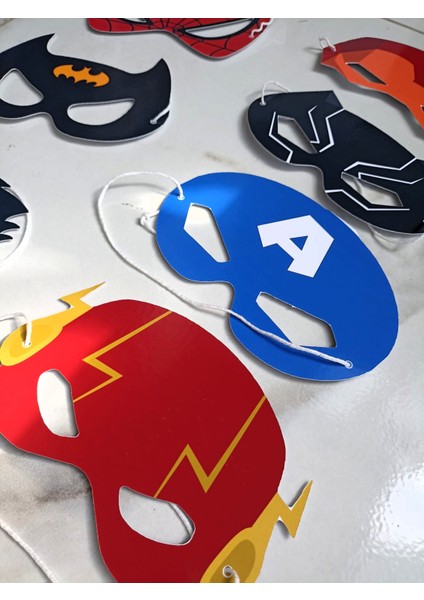 7 Adet Süper Kahraman Konsept Kağıt Parti Maskesi Süper Kahraman Doğum Günü Süsü modelleri