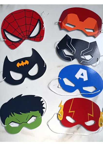 7 Adet Süper Kahraman Konsept Kağıt Parti Maskesi Süper Kahraman Doğum Günü Süsü fırsatları