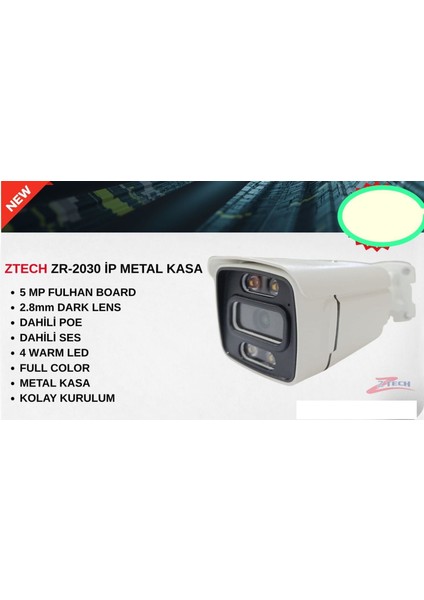 ZTECH ZR-2034IP F1 DARKLENS 4 WARMLED 5MP İP POE KAMERA