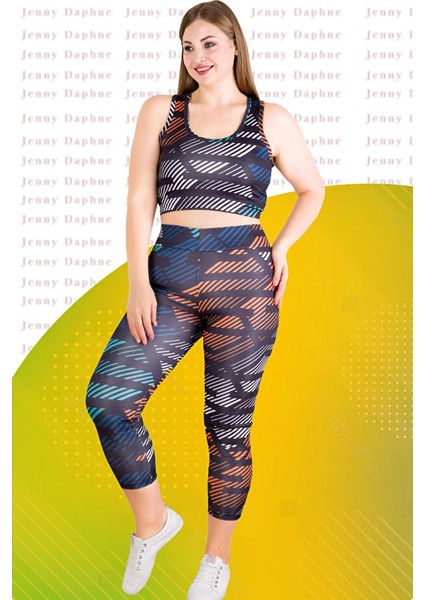 Lady Büyük Beden Uzun Tayt ve Crop Sporcu Takımı
