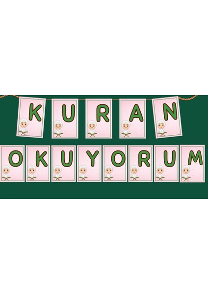 Kuran Okuyorum Yazılı Banner Flama Bayrak Kuran Okuyorum