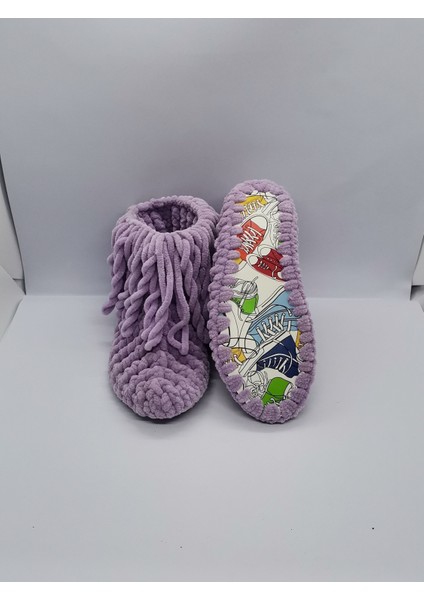 Panduf Ev Botu Kaymaz Taban El Yapımı Kadife İp