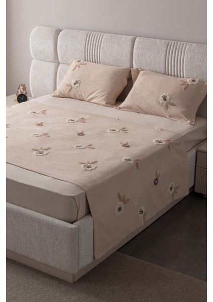 Lalezar Çift Kişilik Yatak Örtüsü Seti – Şönil Kumaş, Lale Desenli, Punch Nakışlı, 240X260 Cm, Modern Çiçek Tasarımı indirimleri