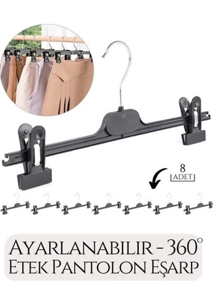 Etek Pantolon Eşarp Kıskaçlı Askı 8 Li Set fiyatları