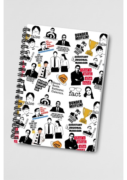 The Office Michael Scott Dwight Jim Pam Tasarımlı Tel Spiralli Çizgisiz Defter