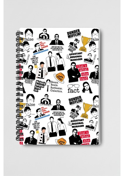 The Office Michael Scott Dwight Jim Pam Tasarımlı Tel Spiralli Çizgisiz Defter modelleri