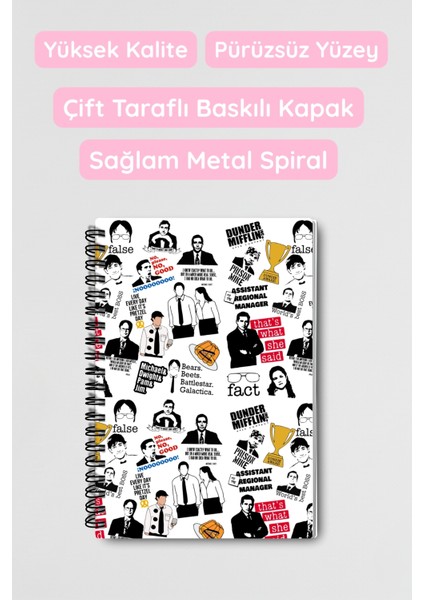 The Office Michael Scott Dwight Jim Pam Tasarımlı Tel Spiralli Çizgisiz Defter fırsatları
