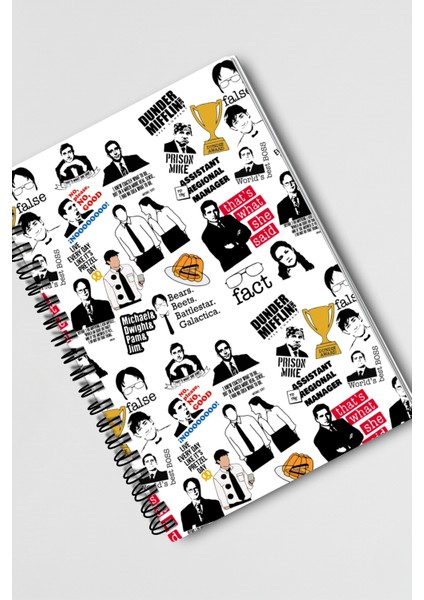 The Office Michael Scott Dwight Jim Pam Tasarımlı Tel Spiralli Çizgisiz Defter
