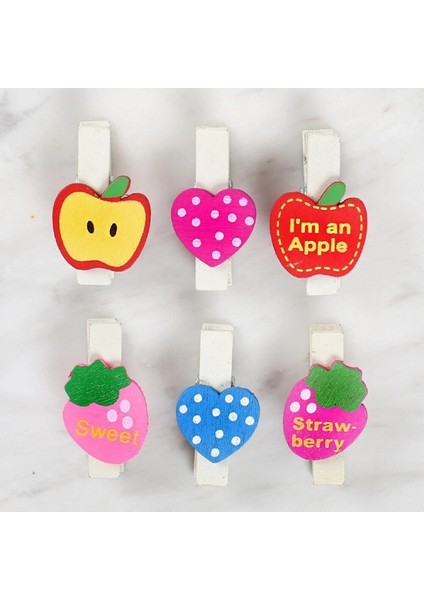 Loren Dekoratif Kalp ve Meyve Desenli Mandal 6'lı fiyatları