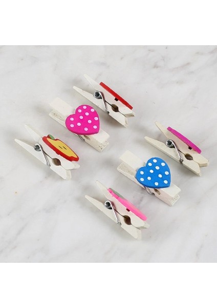 Loren Dekoratif Kalp ve Meyve Desenli Mandal 6'lı modelleri