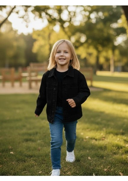 Unisex Çocuk Pamuklu Uzun Kollu Cep Detayli Denim Ceket modelleri