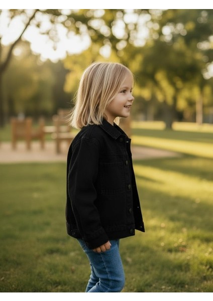 Unisex Çocuk Pamuklu Uzun Kollu Cep Detayli Denim Ceket fırsatları
