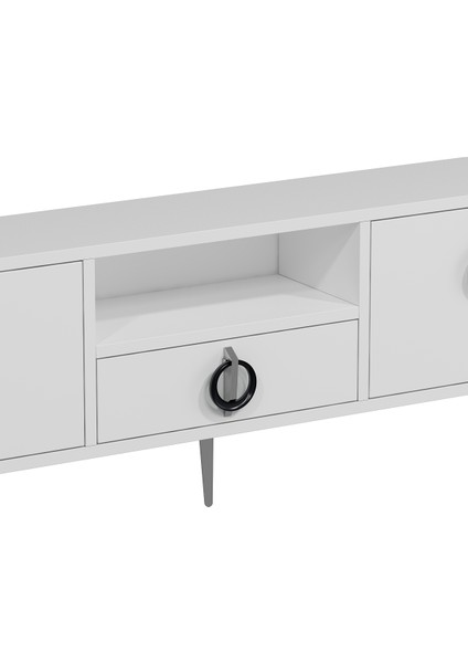 1318DROPDD-32 Tv Sehpası Beyaz-Gümüş fırsatları