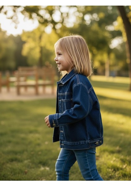 Unisex Çocuk Pamuklu Uzun Kollu Cep Detayli Denim Ceket fiyatları