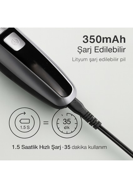 PHT-048 Şarjlı Ayarlanabilir Başlıklı Su Geçirmez Saç Sakal Tıraş Makinesi indirimleri