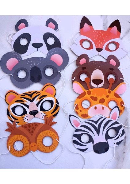 8 Adet Safari Hayvan Konsept Kağıt Parti Maskesi Safari Doğum Günü Süsü fiyatları